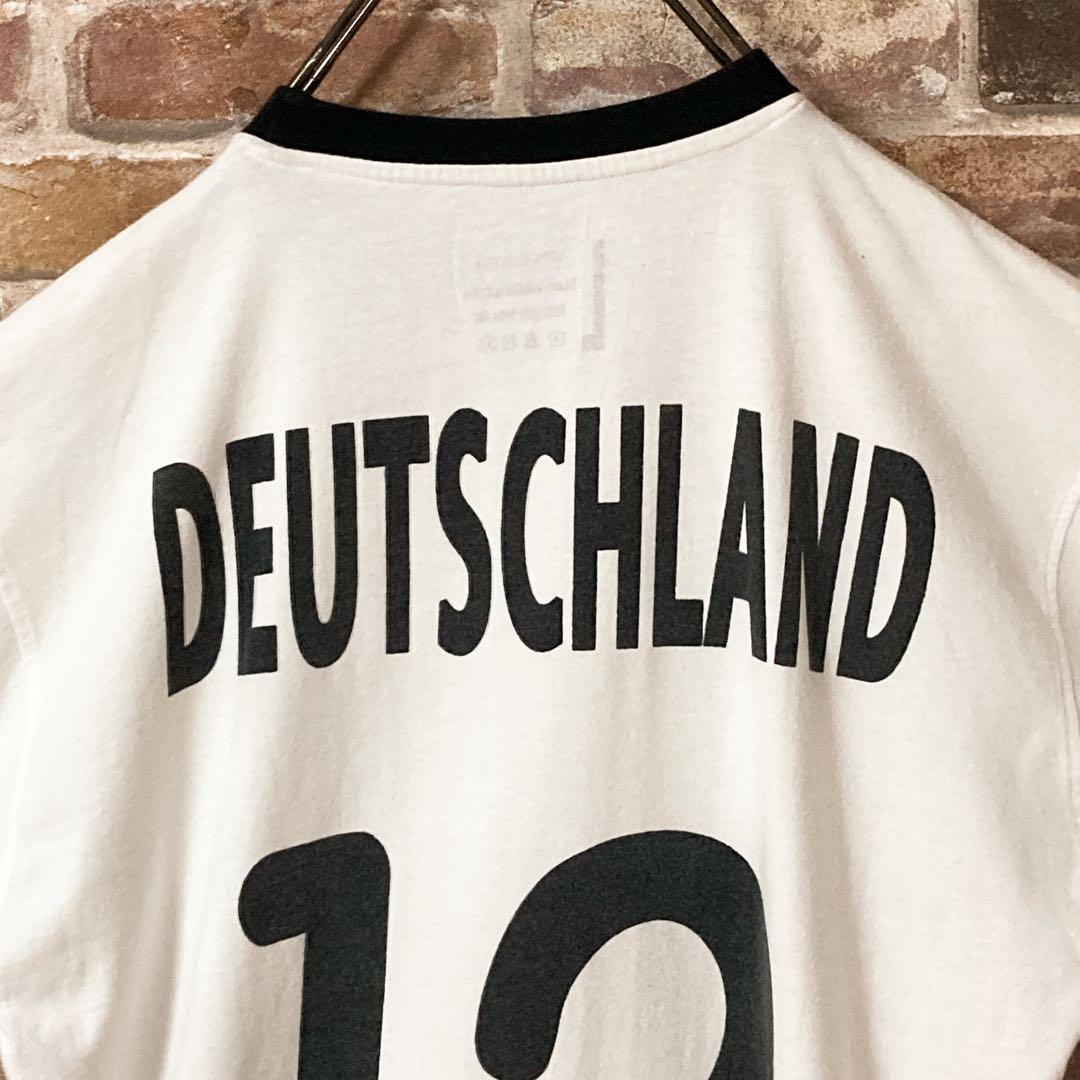 《人気》サッカー　ドイツ代表　リンガーネックtシャツ tシャツ　白　L