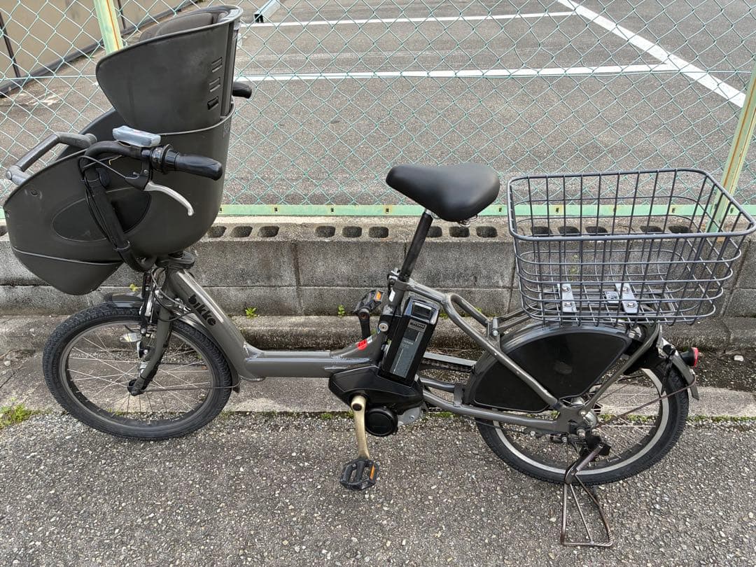 純正チャイルドシート✨ブリヂストンビッケ　子供乗せ電動自転車　グレー　カーキ風