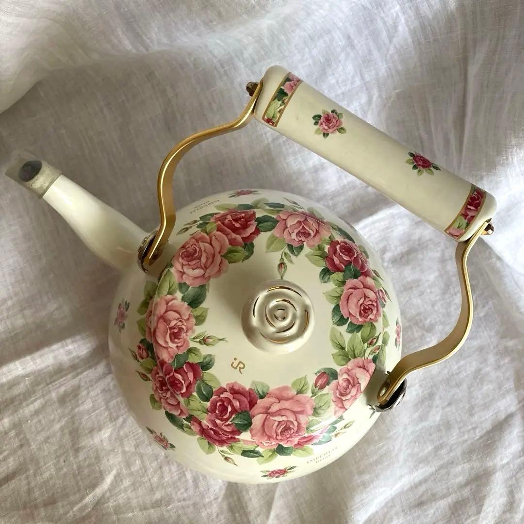 【新品未使用】エジリー　ケトル　インペリアルローズ　花柄　　2.3L　クリーム色