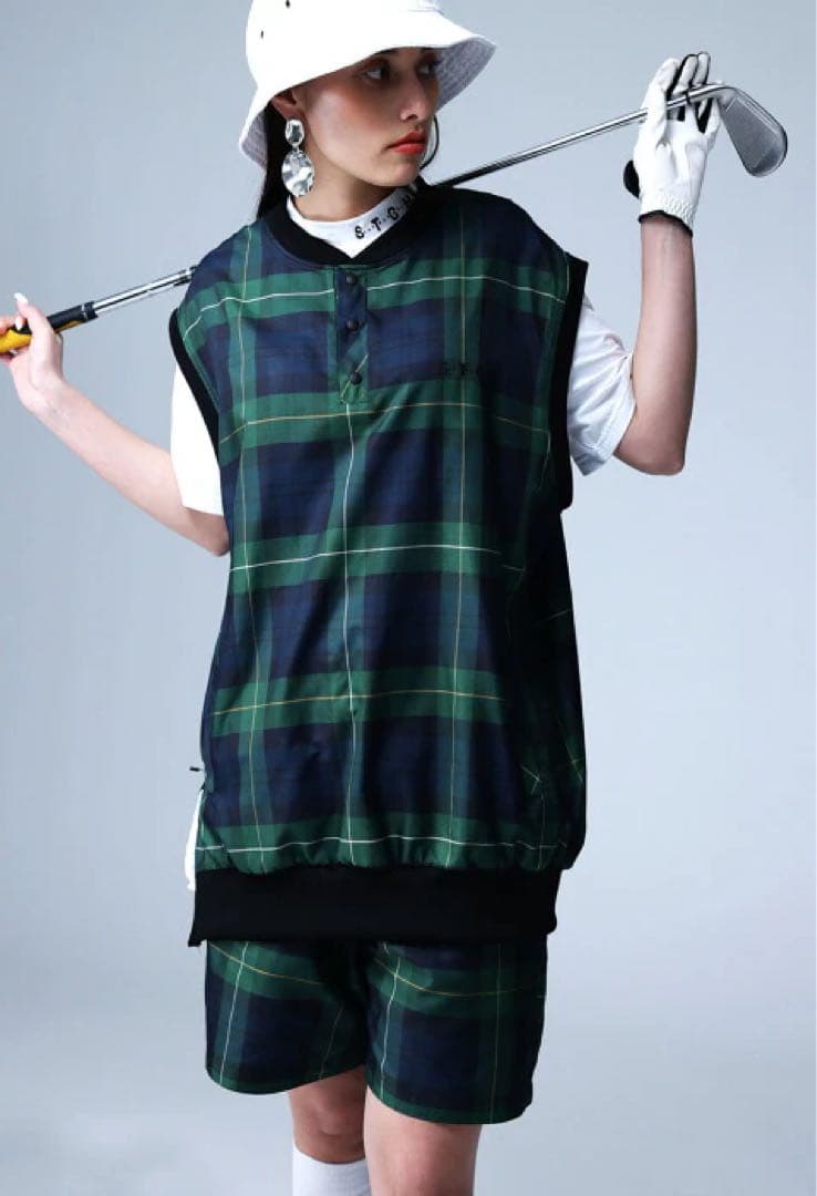 ANTIQUA GOLF×STCH＊ブラックウォッチチェック柄ベスト
