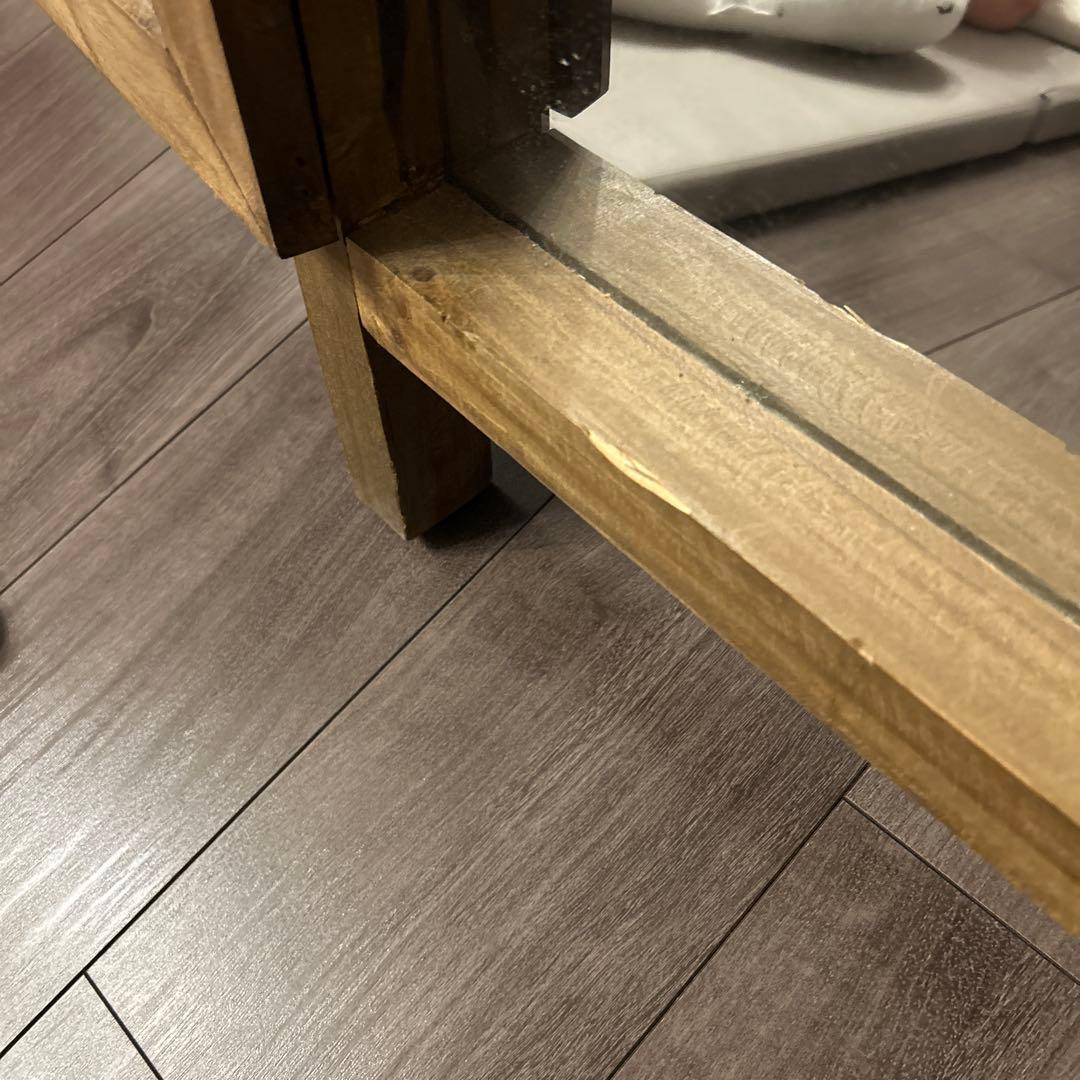 木製スタンドミラー 収納付き