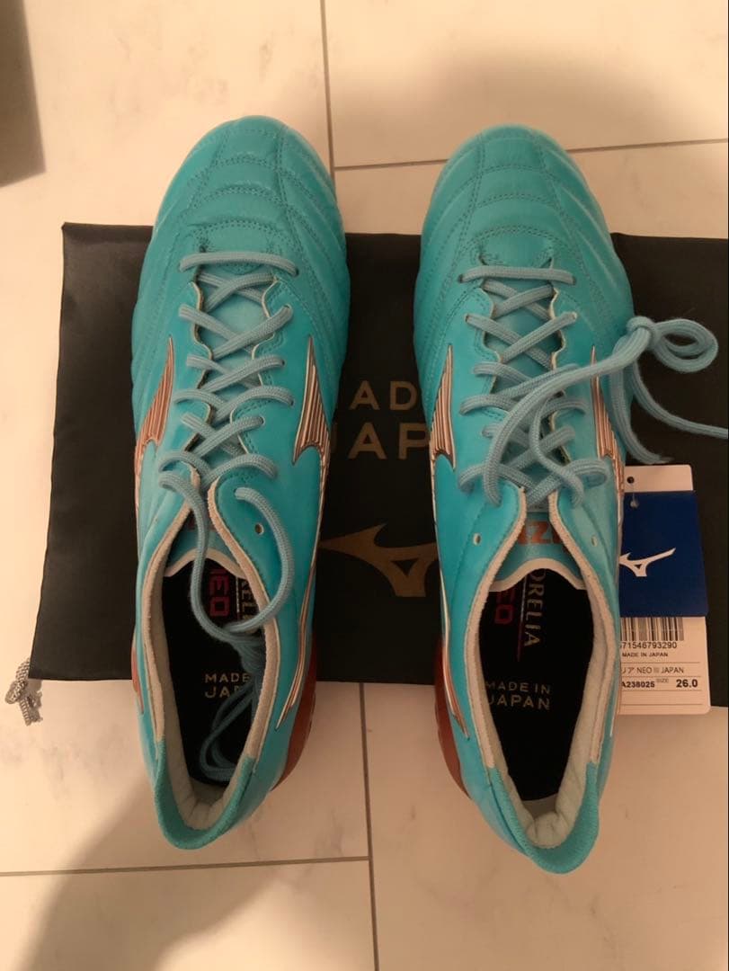 新品未使用　MIZUNO モレリアネオ3japan ジャパン アズールブルー水色