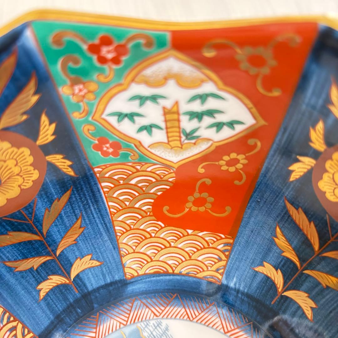 ❇︎未使用❇︎ 有田焼 青藍窯 古伊万里 金襴手 十角鉢 深鉢 菓子鉢 深皿 金彩