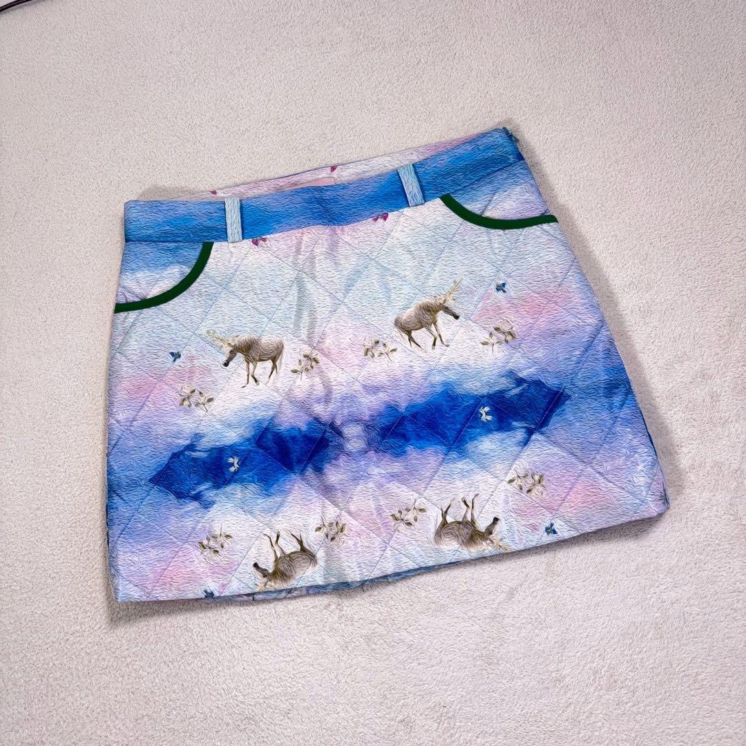 【CAROUSEL カルーセル】台形スカート ゴルフ 撥水 光沢 キルティング