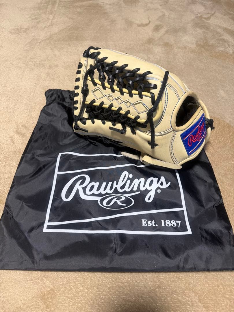 Rawlings 硬式グローブ クリーム色 収納袋付き