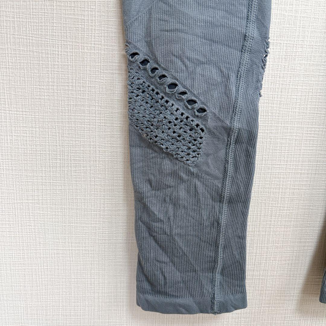 alo yoga ヨガウェア レギンス XS ブルー シームレス メッシュ