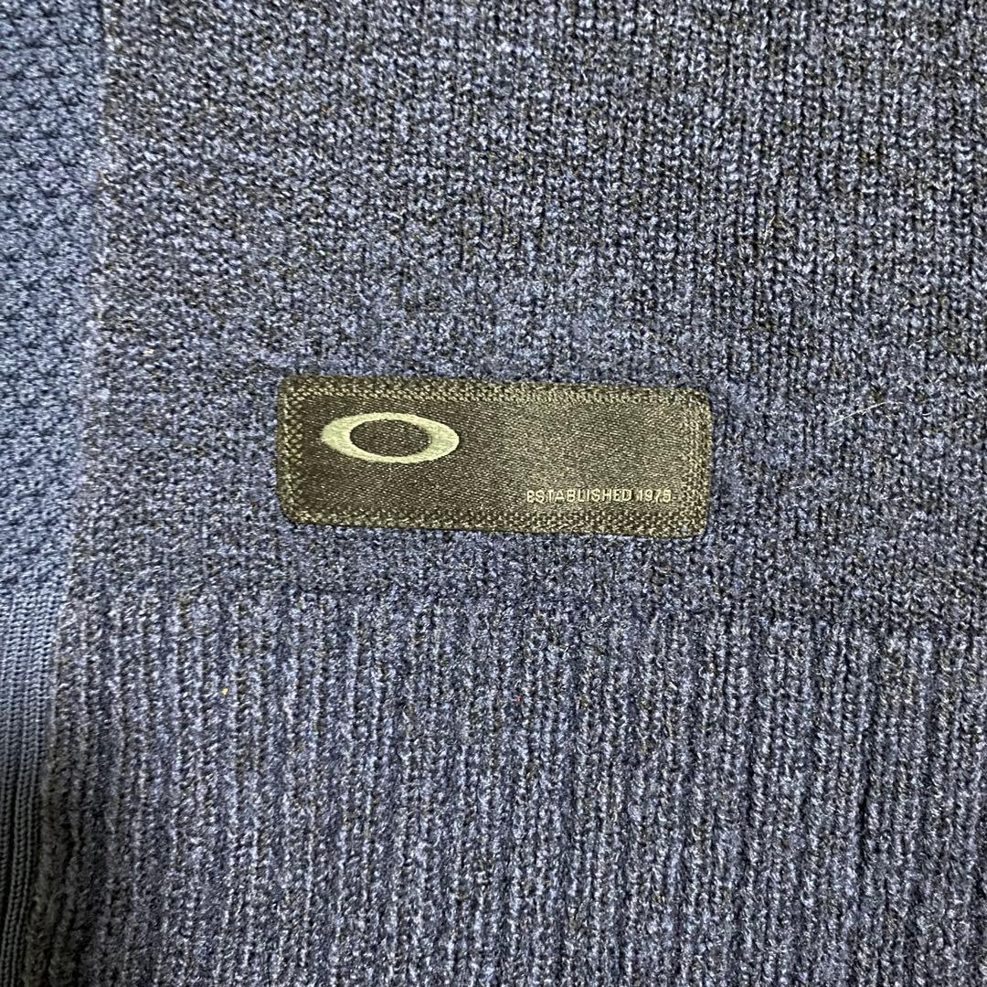 オークリー　ベスト　ジップ　刺繍ロゴ　ゴルフ　スカル　メッシュ　ネイビー　M