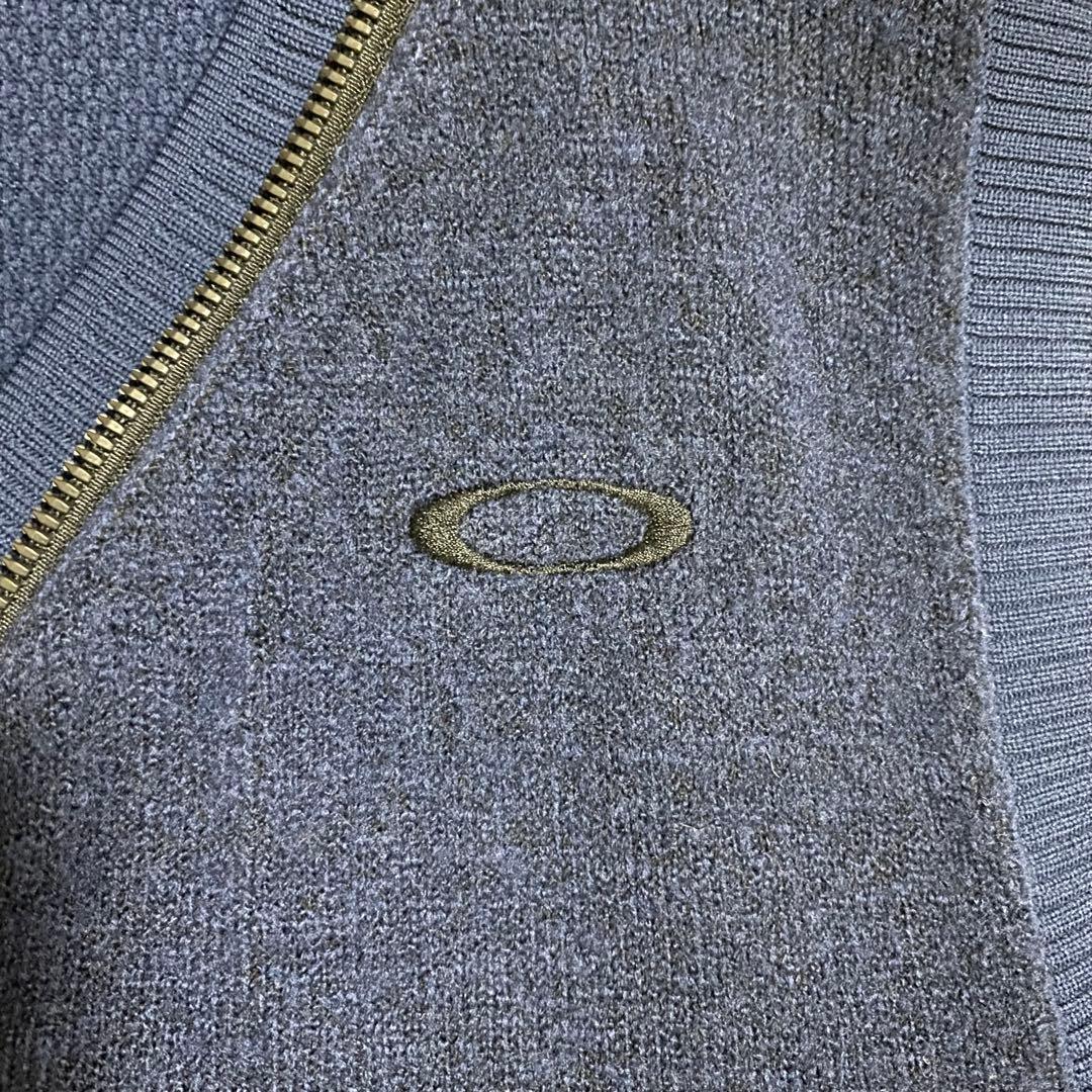 オークリー　ベスト　ジップ　刺繍ロゴ　ゴルフ　スカル　メッシュ　ネイビー　M