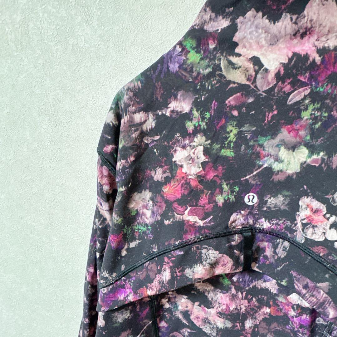 美品✨lululemon ルルレモン 花柄 黒 紫 花 ジャケット 海外古着