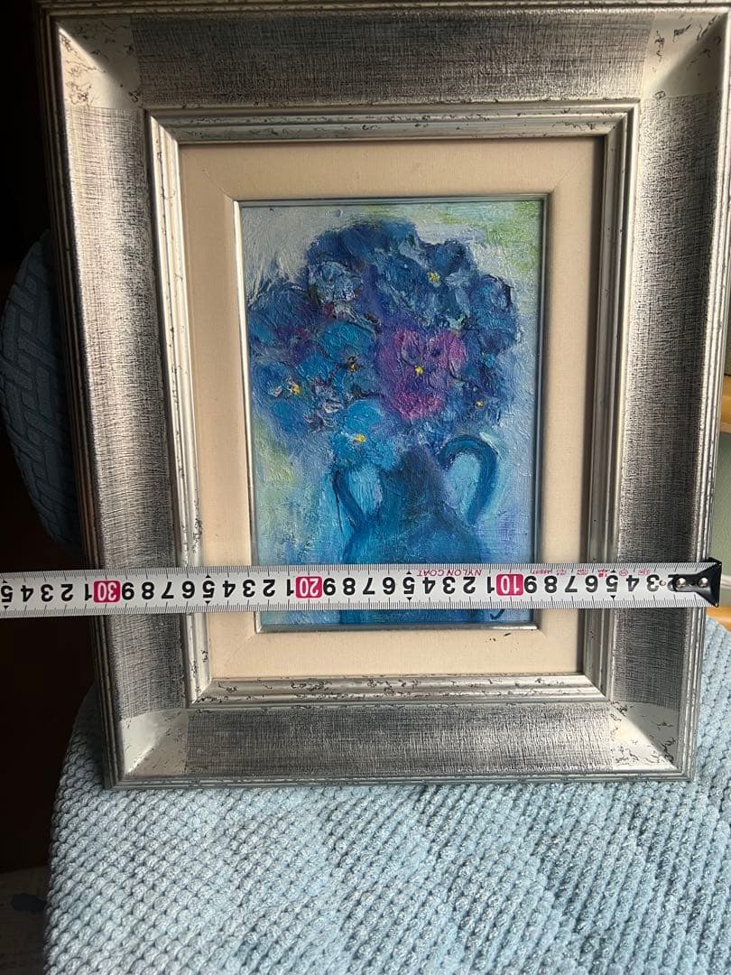 油彩画 花瓶の花 Y.F.