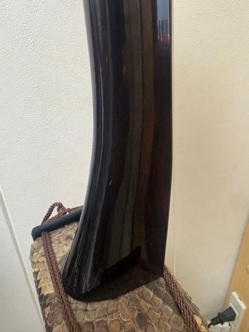 三線　南風原型　縞黒檀本皮張り