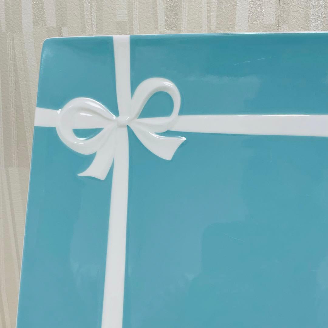 Tiffany ティファニー ブルーリボン スクエア プレート 皿 ペア ２枚