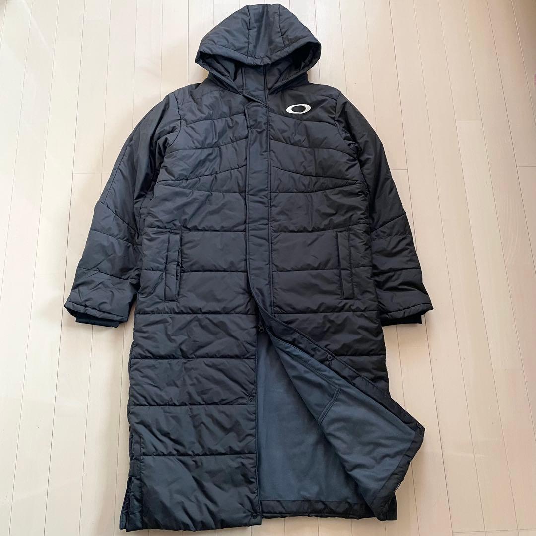 【バックビッグロゴ 美品】OAKLEY ベンチコート 黒 Lサイズ ロングコート