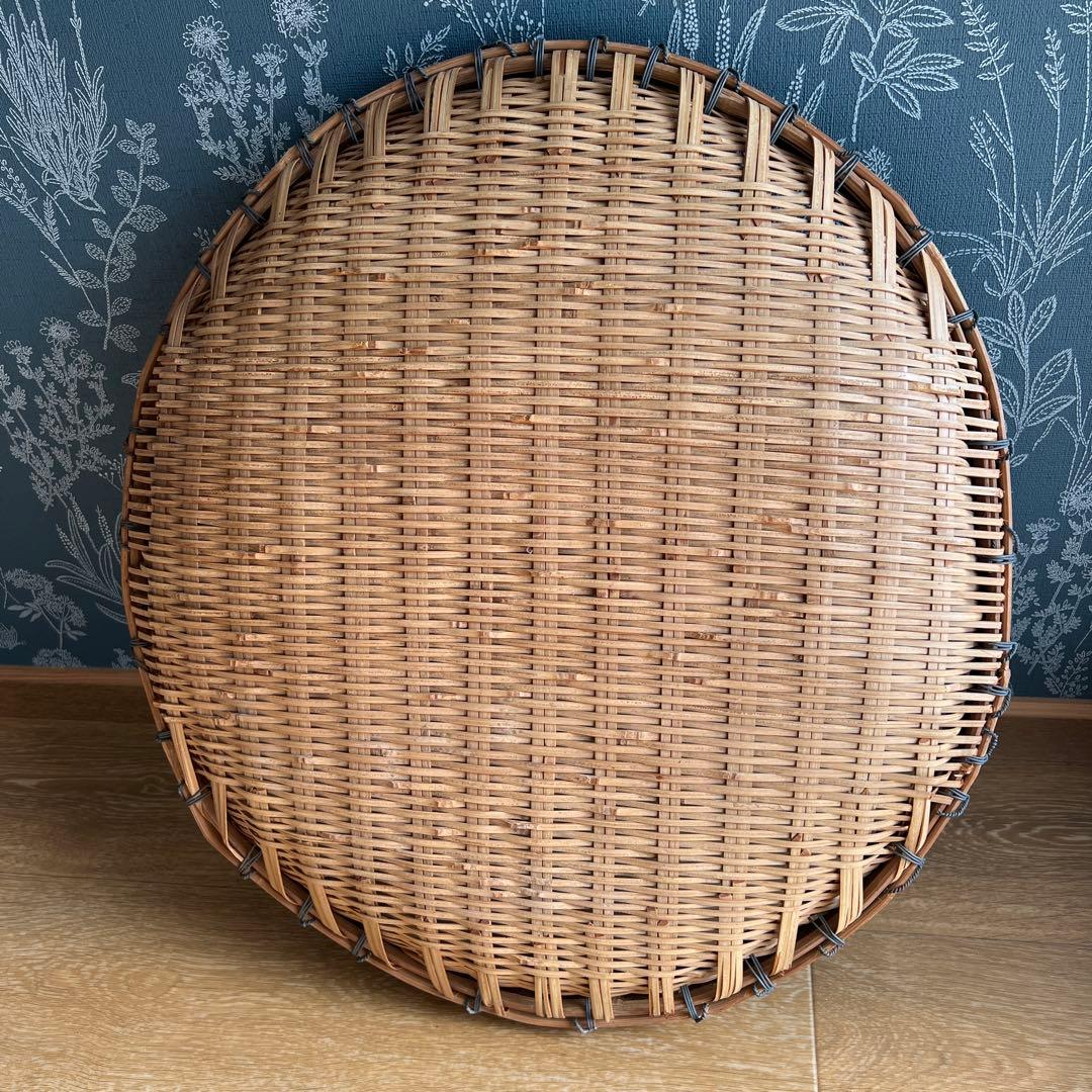 竹ざる　竹籠　55×50㎝ 頑丈　 希少生産日本製　昭和レトロ　 美術品　竹細工
