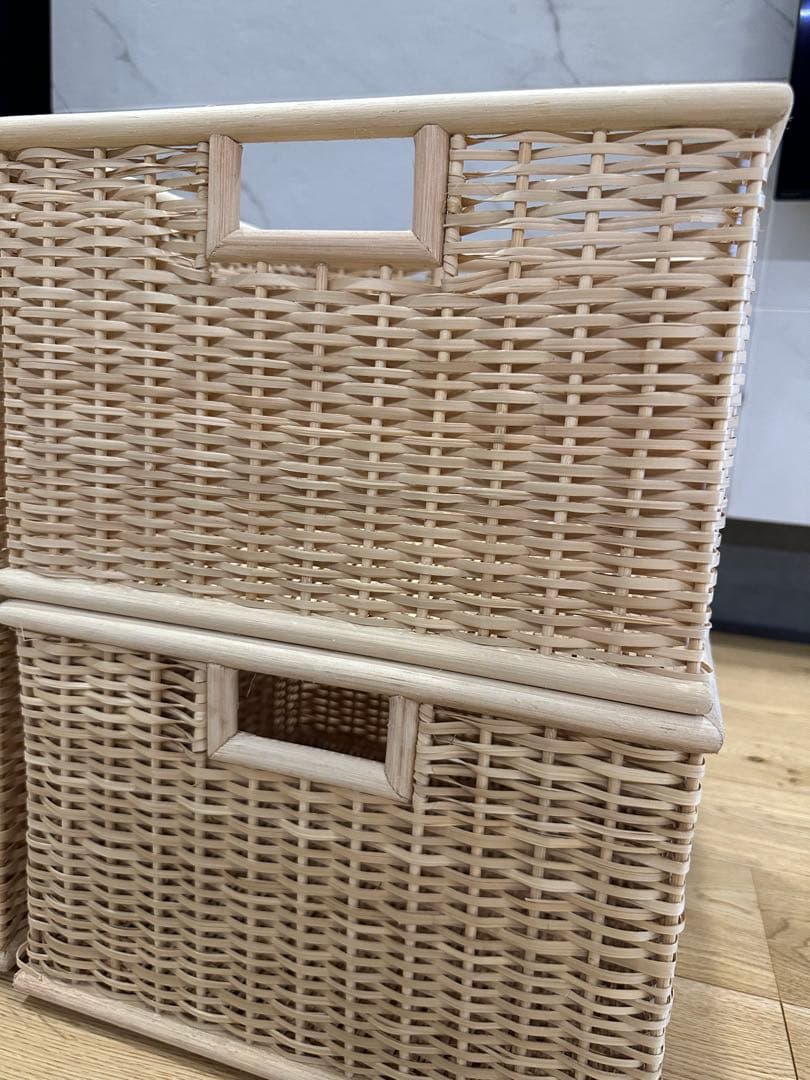 無印良品　重なるリブ材バスケット　大4個セット