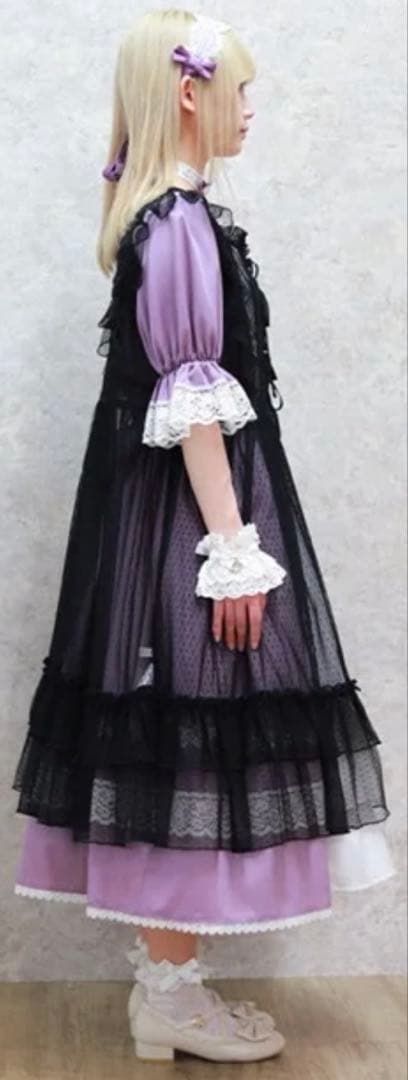 axes femme kawaiiドットチュールエプロン（クロ）
