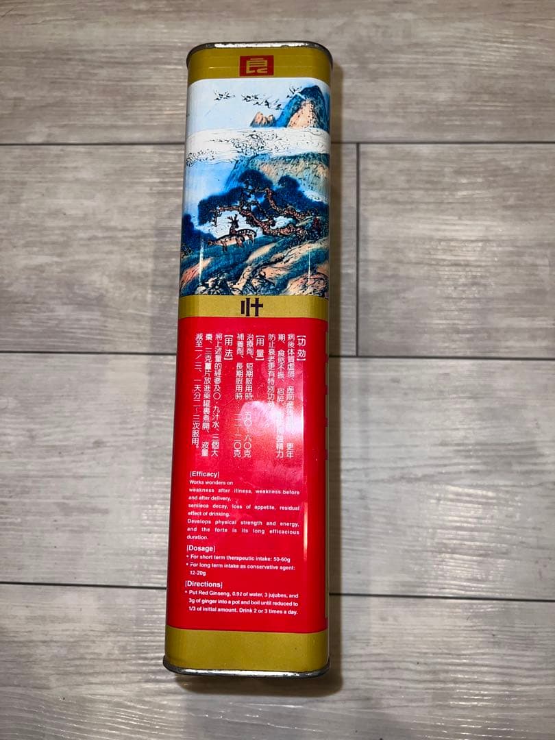 【未開封】高麗人参　細尾　紅蔘　韓国製　缶入り　600g