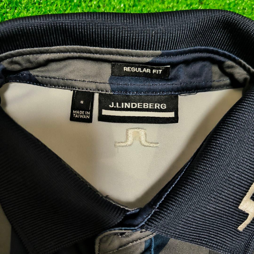 J.LINDEBERG GOLF 迷彩柄 半袖ポロシャツ S グレー×ネイビー
