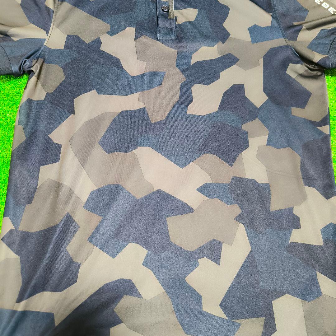 J.LINDEBERG GOLF 迷彩柄 半袖ポロシャツ S グレー×ネイビー