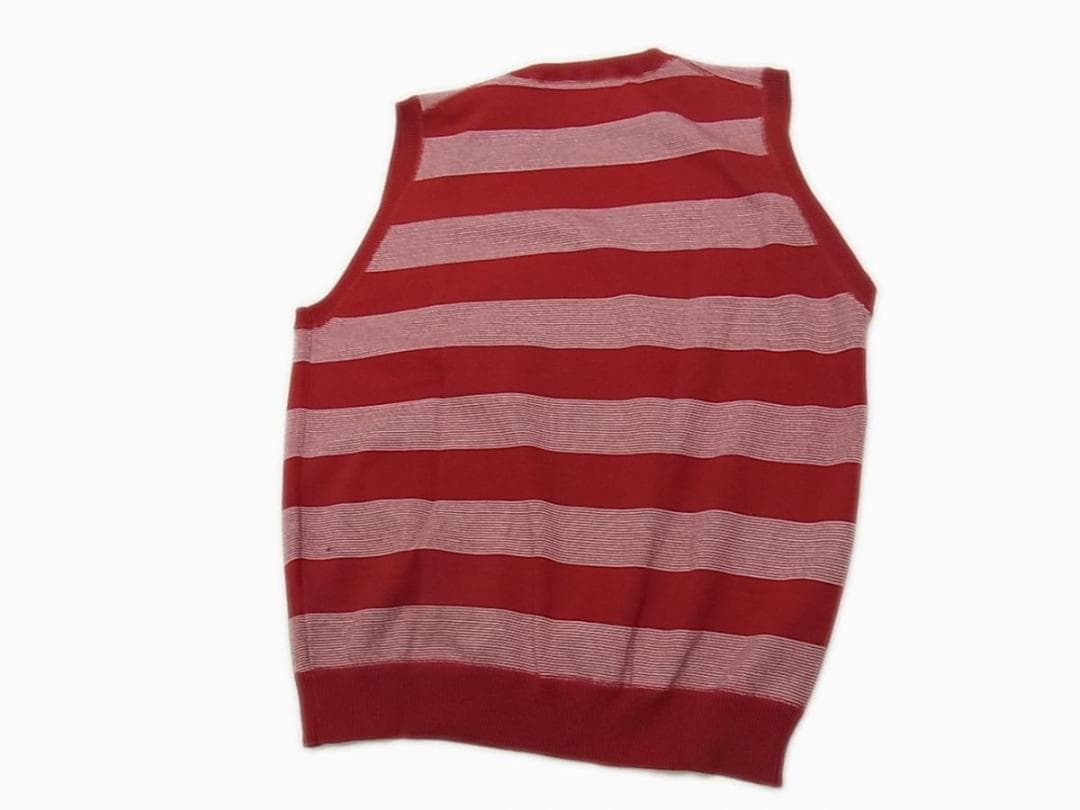 ✈極美品　Papas　パパス　Vネック　ベスト　ロゴ　メンズ M　綿　ゴルフ　冬