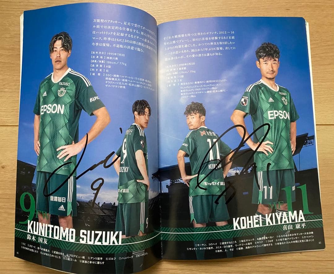 松本山雅FCオフィシャルイヤーブック2023 各選手のサインあり