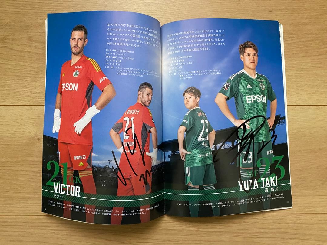 松本山雅FCオフィシャルイヤーブック2023 各選手のサインあり
