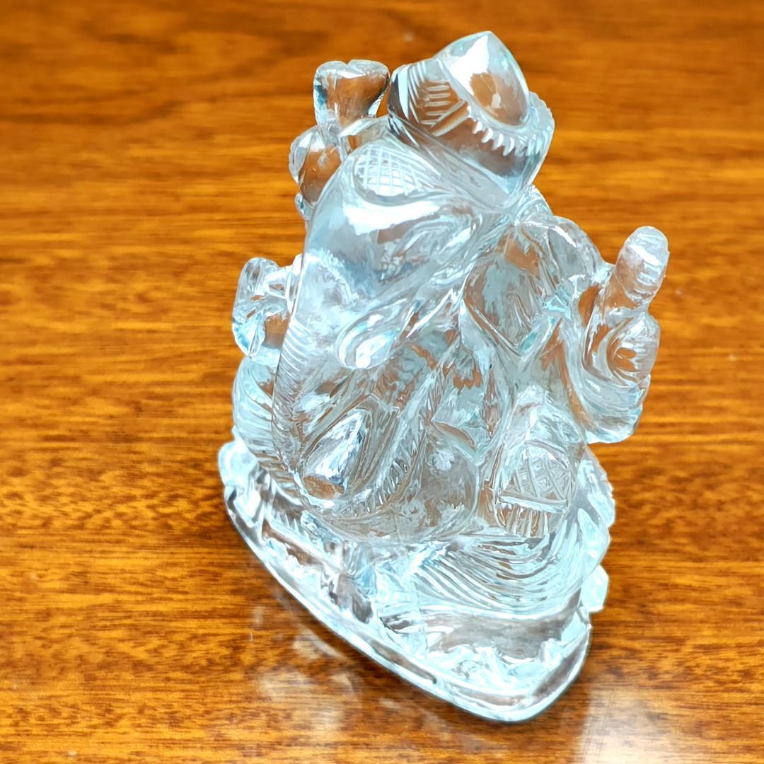 【No,7】ネパール ヒマラヤ水晶製 インドの神様 ガネーシャ立像 金運成就