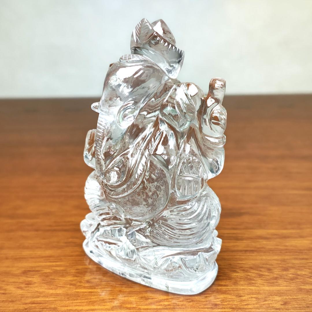 【No,7】ネパール ヒマラヤ水晶製 インドの神様 ガネーシャ立像 金運成就