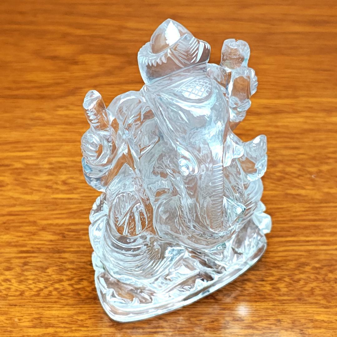 【No,7】ネパール ヒマラヤ水晶製 インドの神様 ガネーシャ立像 金運成就