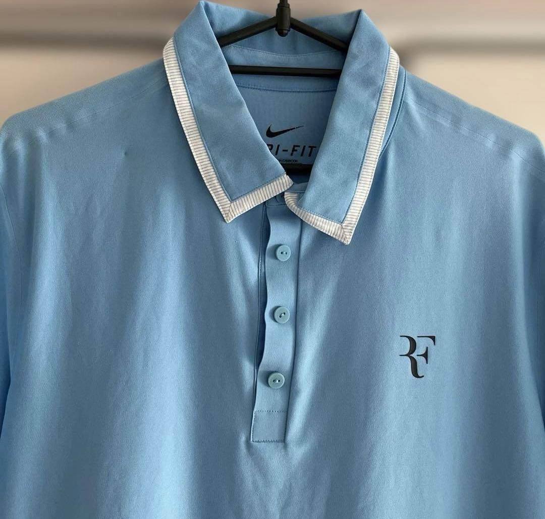 NIKE ナイキ　テニス　RF ポロシャツ　水色　M ③ フェデラー