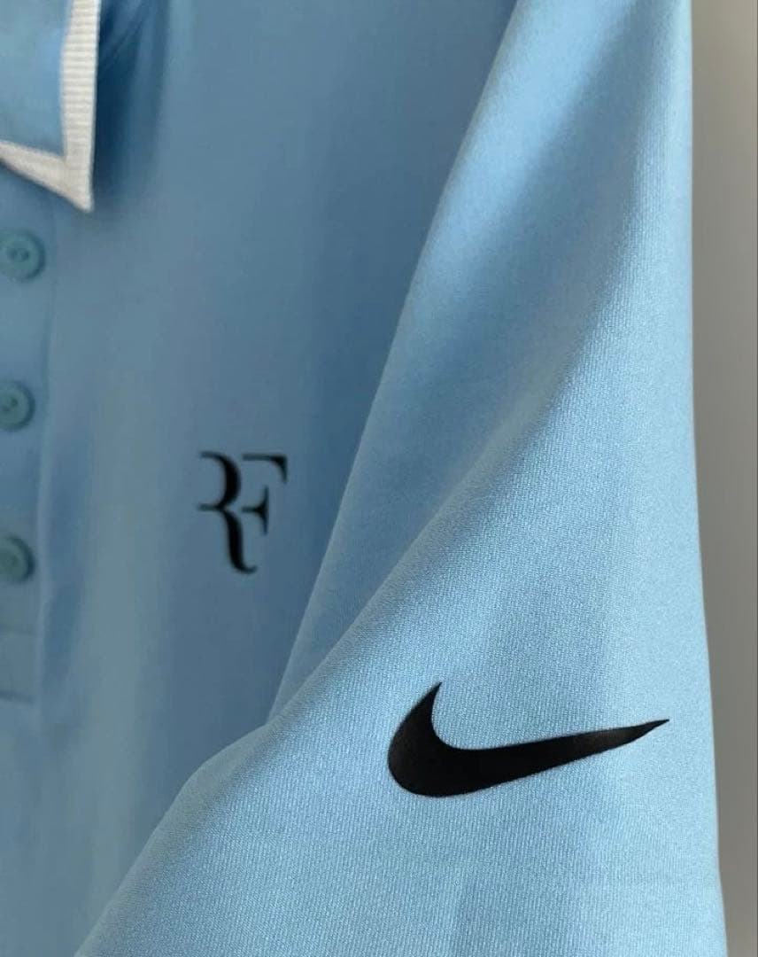 NIKE ナイキ　テニス　RF ポロシャツ　水色　M ③ フェデラー