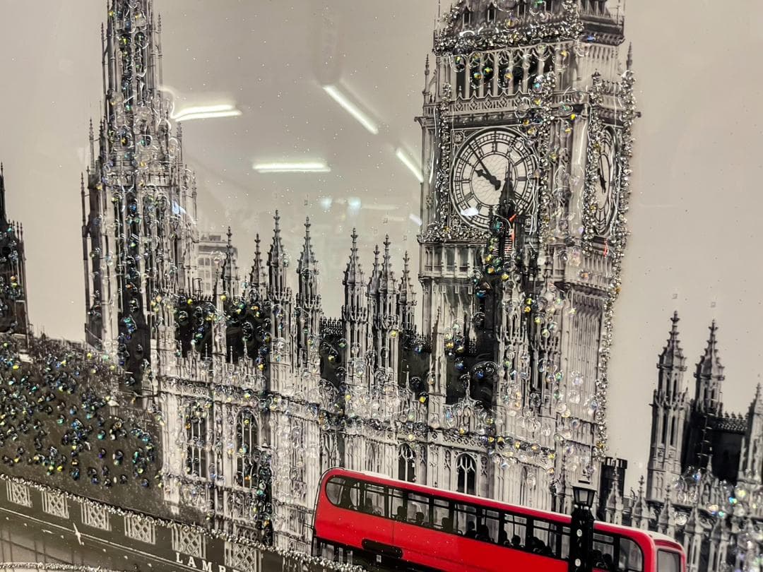 水晶絵　イギリス　ロンドン　アートパネル　クリスタル　立体　絵画　パネル　額縁