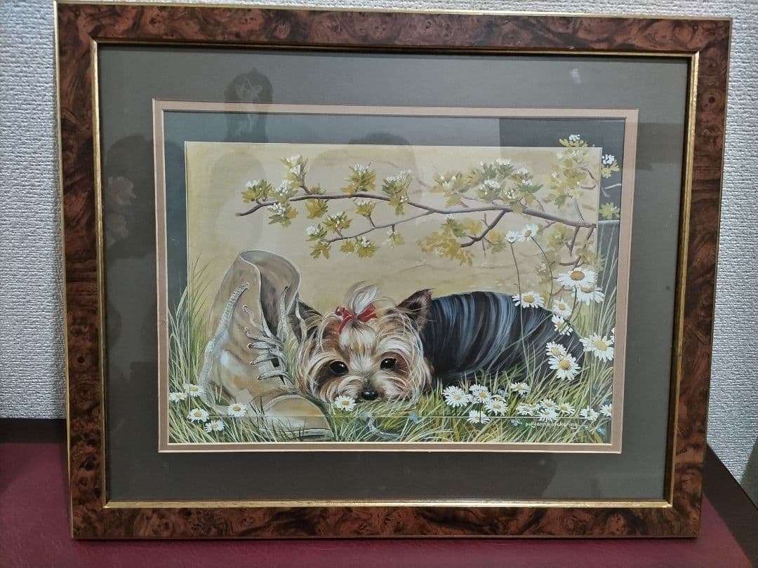 英ポリアンナ・ピカリング作 ヨークシャーテリア仔犬のプリントアート(特定の版画)