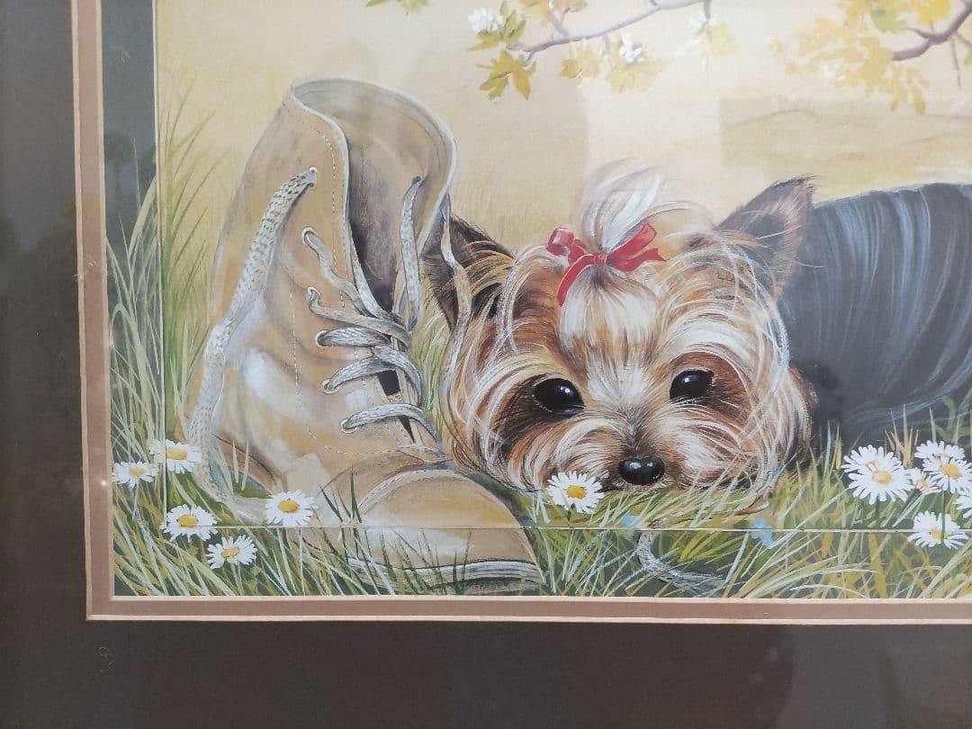 英ポリアンナ・ピカリング作 ヨークシャーテリア仔犬のプリントアート(特定の版画)