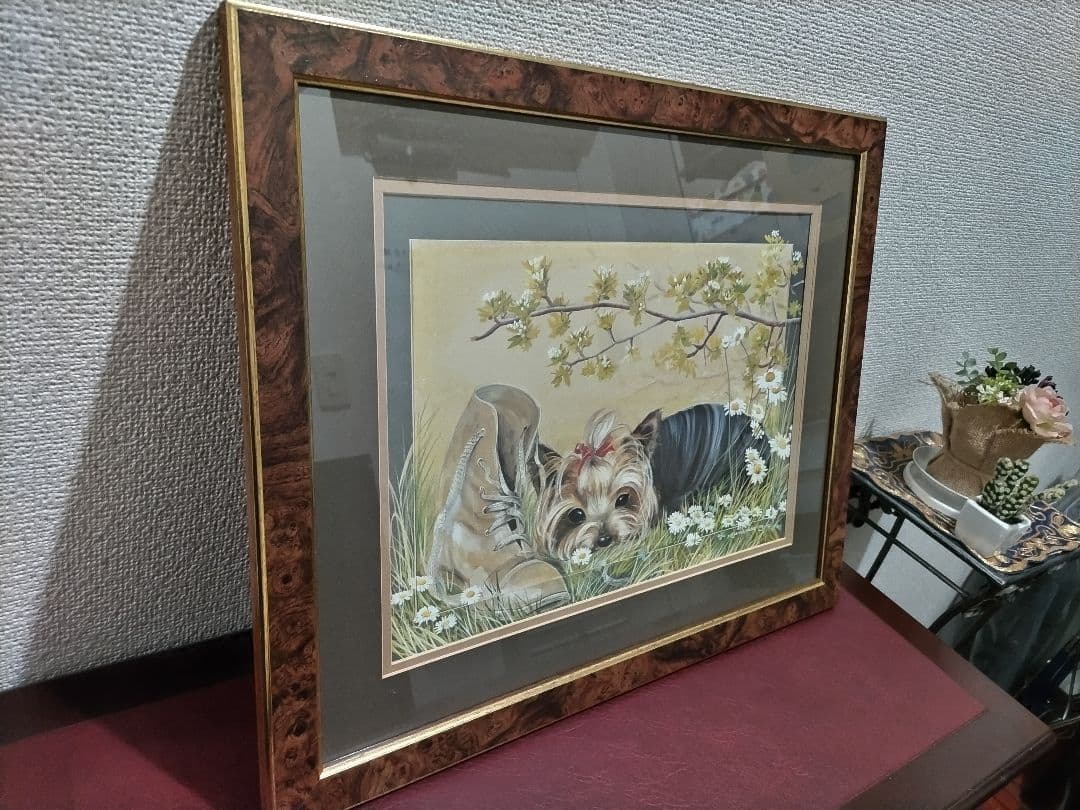 英ポリアンナ・ピカリング作 ヨークシャーテリア仔犬のプリントアート(特定の版画)