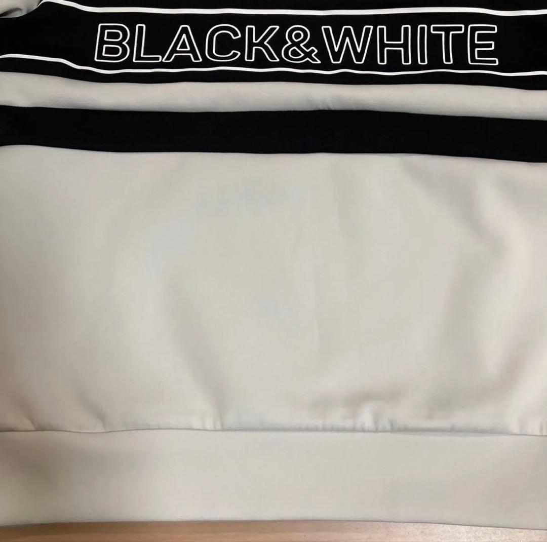 美品　ブラック＆ホワイト　半袖モックネックゴルフシャツ　Lレディースゴルフウェア