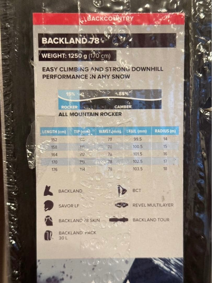 【新品未使用】 ATOMIC アトミック BACKLAND 78 176cm