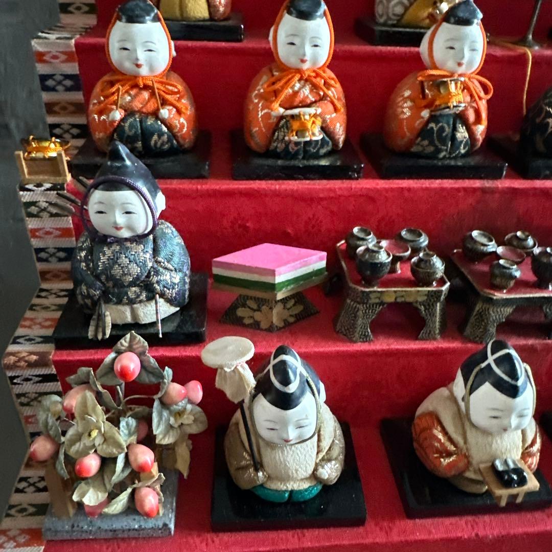 最終お値下げ❣️希少品ヴィンテージ　ミニお雛様5段飾り　木目込み人形