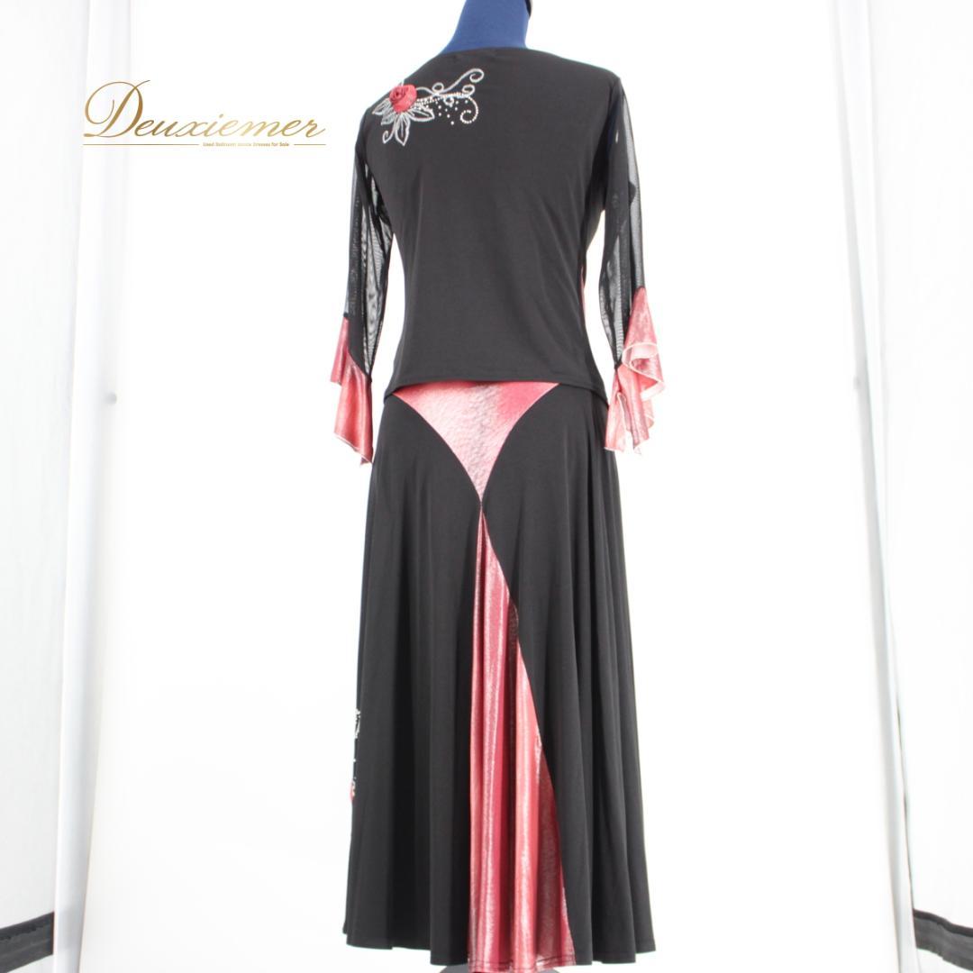 【美品 社交ダンス衣装】上下セット Da Vistosa 赤 黒 派手 目立つ