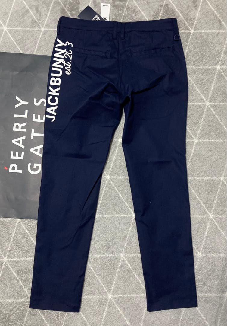 新品 パーリーゲイツ ジャックバニー ストレッチツイルロングパンツ(4)M/紺