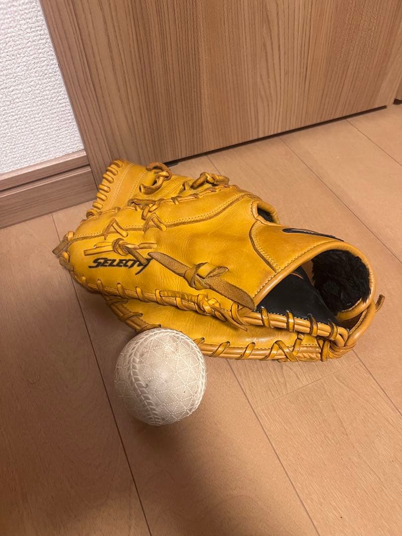 ファーストミットMizuno Select 黄色 レザー グローブ 左投げ用