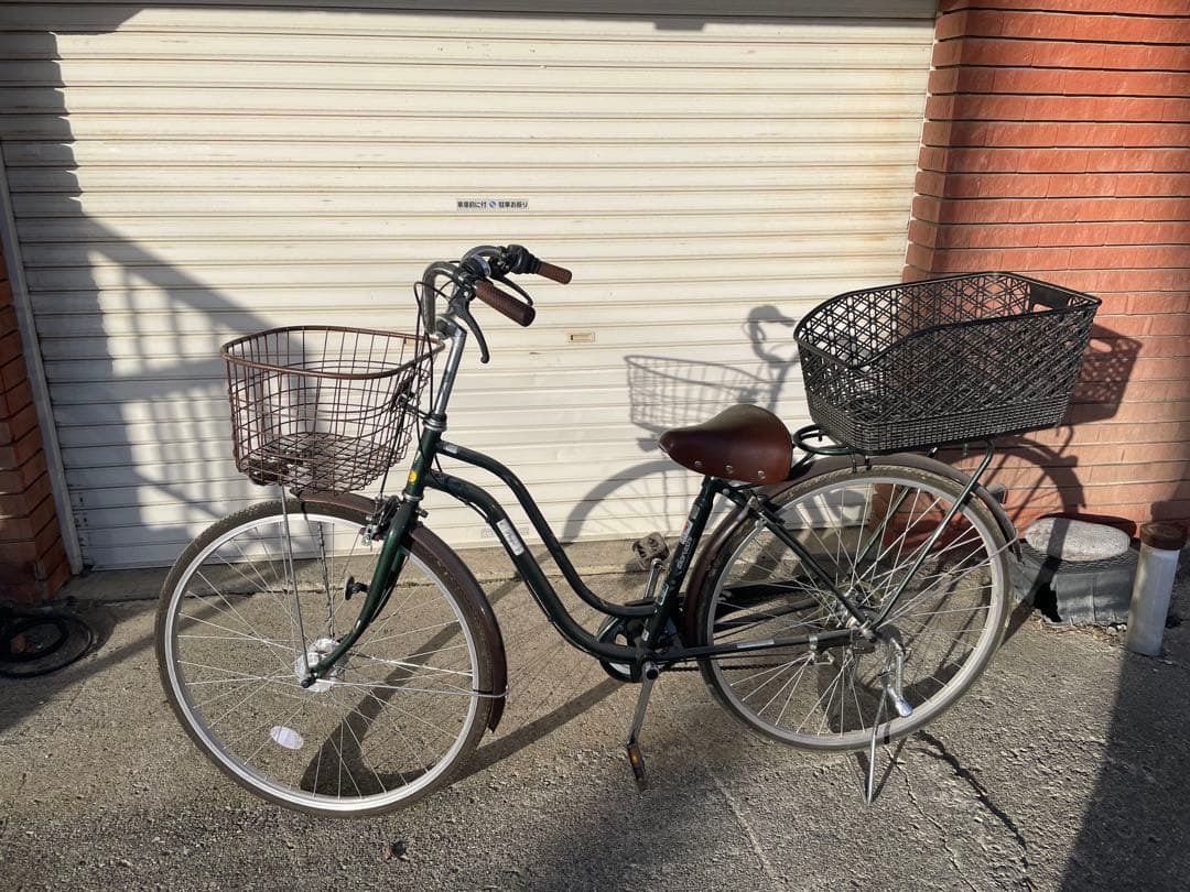 シティサイクル グリーン 前後バスケット付き