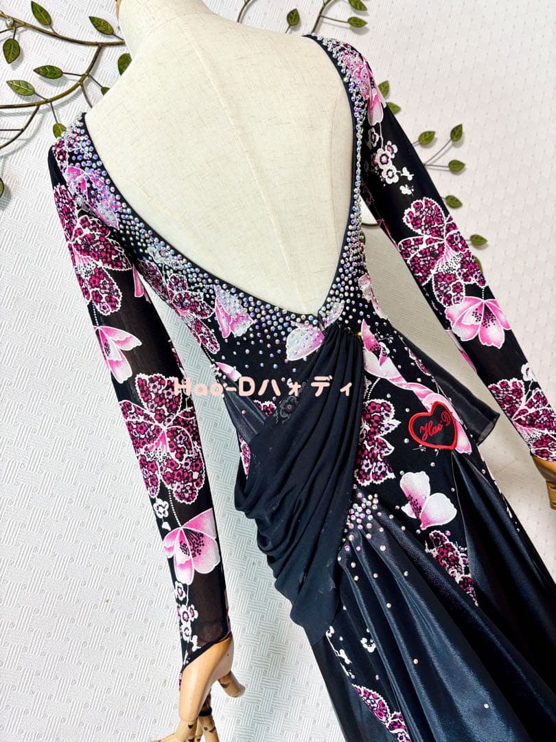 新品★スムース★パソ★スタンダード★社交ダンス★パーティー★和風花柄★SM