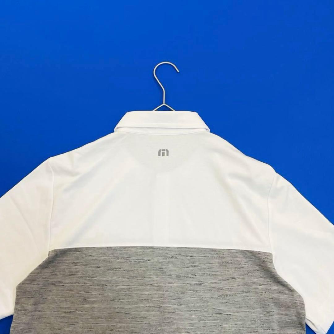 トラヴィスマシュー　半袖ポロシャツ　M ホワイト&グレー系　バイカラー