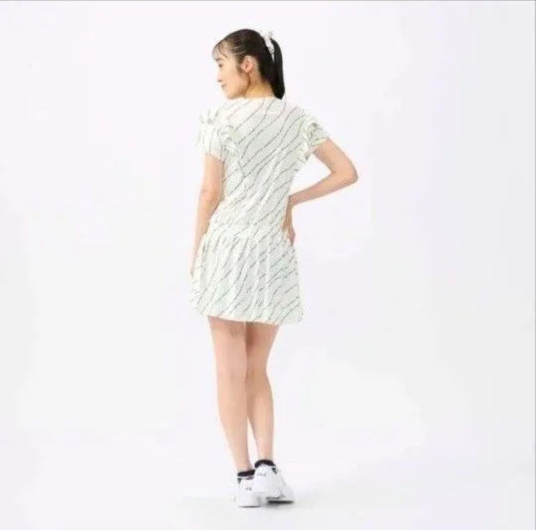 秋冬　L フィラFILA テニス ウエア メッセージプリント フリル ワンピース