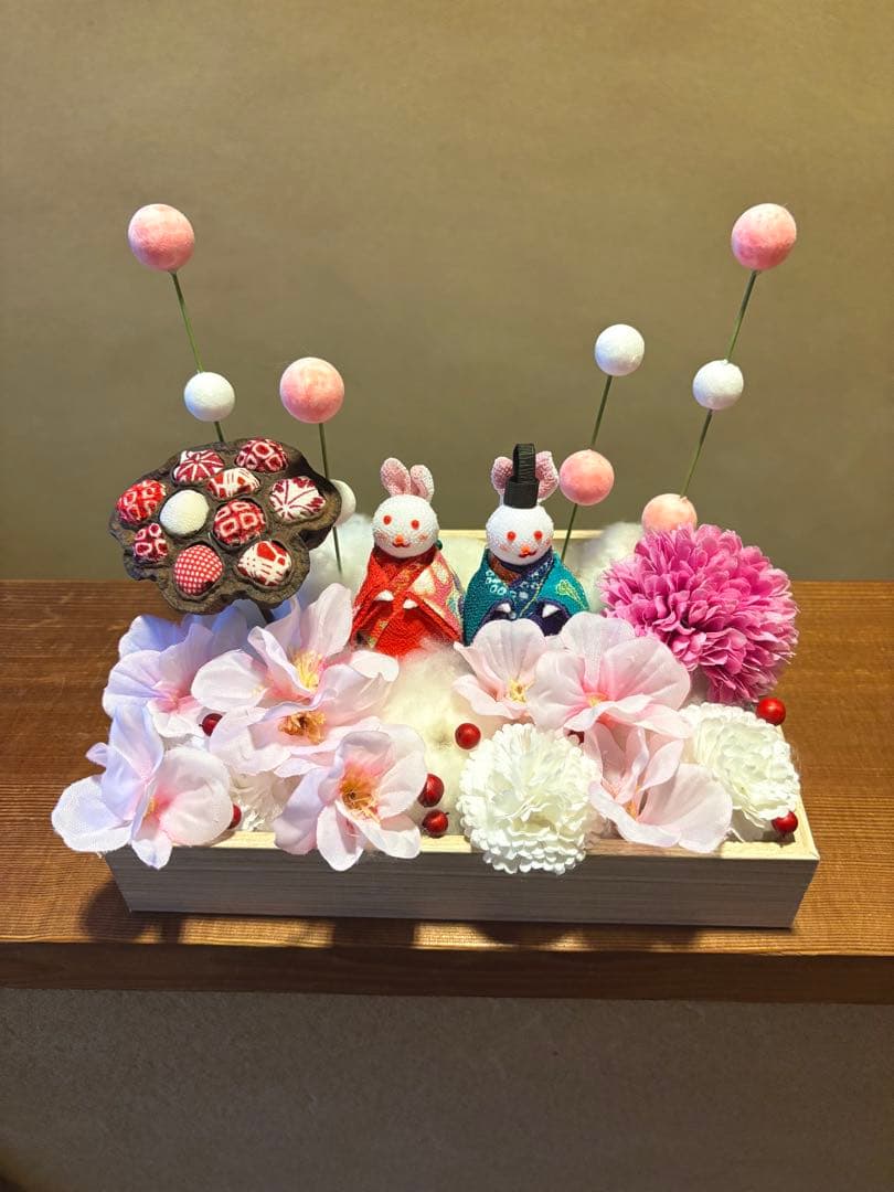 うさぎさんのちりめん細工お雛様飾り