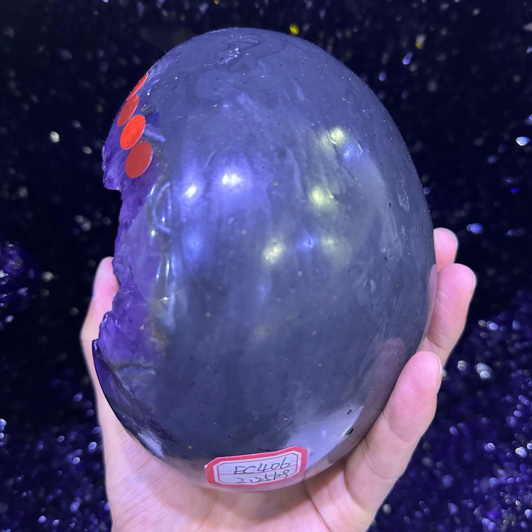 ウルグアイ産❣️天然石アメジストの卵形　置物D.475