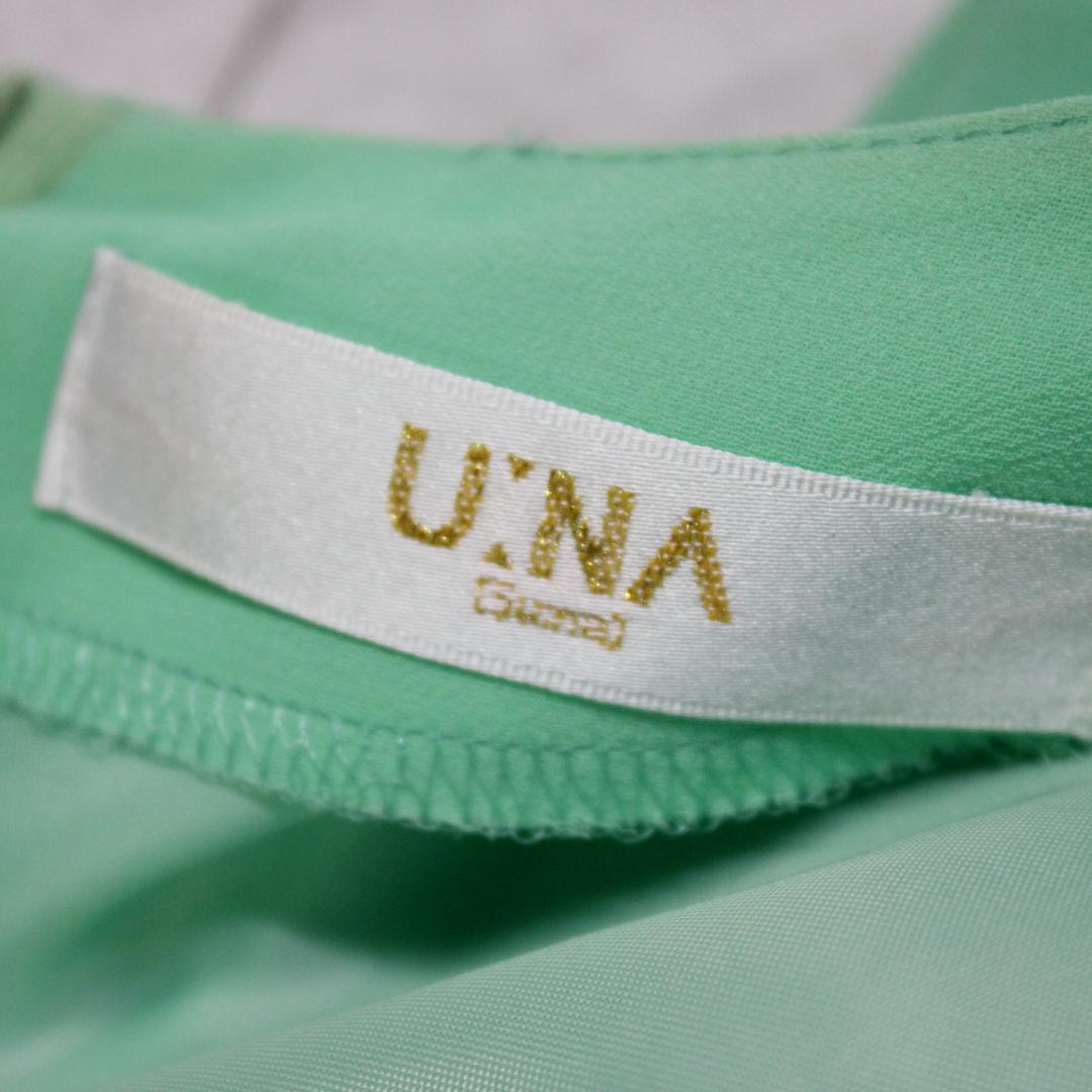 【美品 社交ダンス衣装】ワンピース ドレス U:NA 黄緑 パステル シンプル