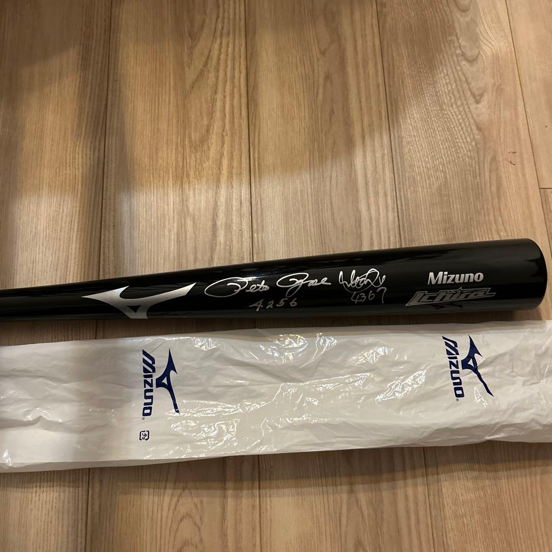 イチロー / ピートローズ 直筆サイン入りバット インスク入り