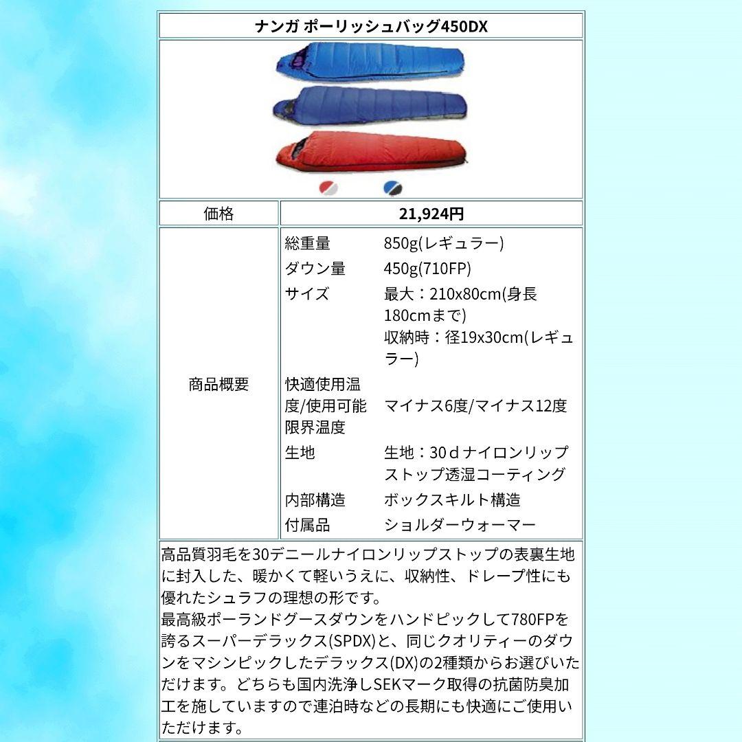 NANGA 寝袋 ポーリッシュバッグ450DX